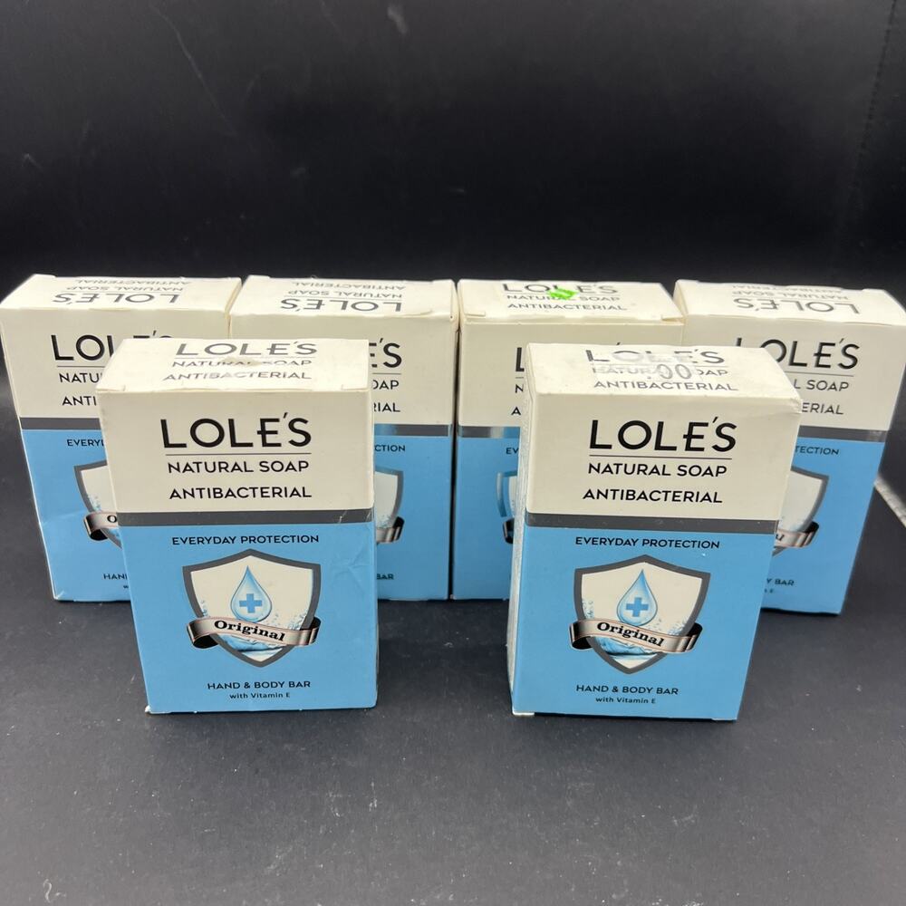 (6) LOLE'S Natural Soap Antibacterial Hand & Body Bar Original Vitamin E 3.5oz